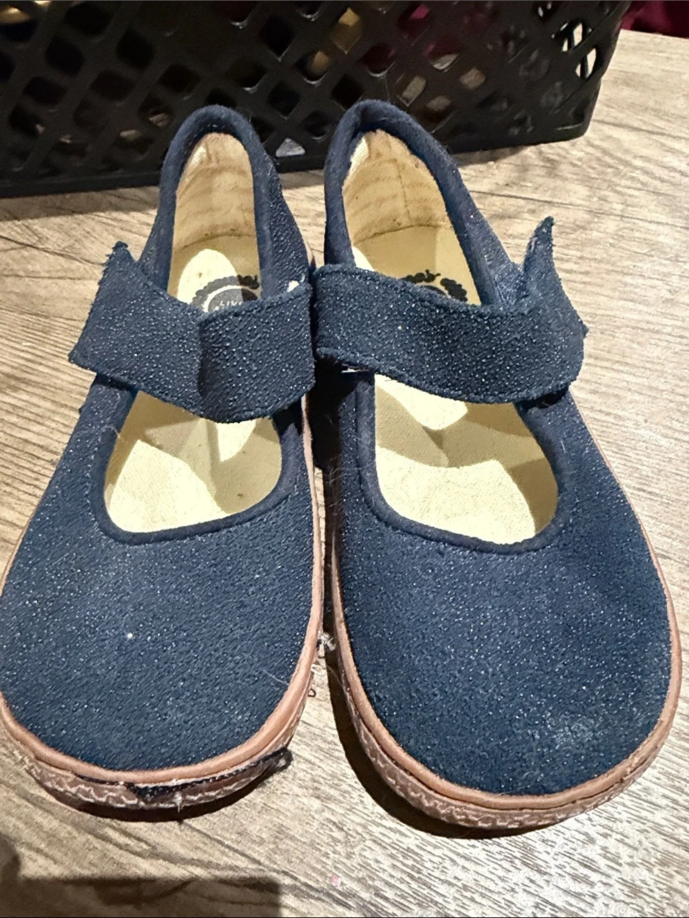 Livie & Luca Navy Blue Glitter Mary Jane Shoes for Kids